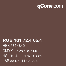 カラーコード: RGB 101 72.4 66.4 | qconv.com