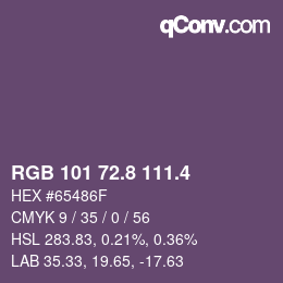 カラーコード: RGB 101 72.8 111.4 | qconv.com