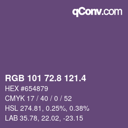カラーコード: RGB 101 72.8 121.4 | qconv.com
