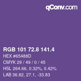 カラーコード: RGB 101 72.8 141.4 | qconv.com