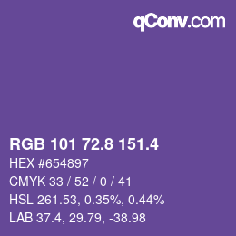 カラーコード: RGB 101 72.8 151.4 | qconv.com
