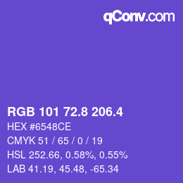 カラーコード: RGB 101 72.8 206.4 | qconv.com