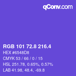 カラーコード: RGB 101 72.8 216.4 | qconv.com