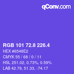 カラーコード: RGB 101 72.8 226.4 | qconv.com