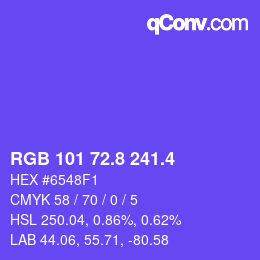 カラーコード: RGB 101 72.8 241.4 | qconv.com