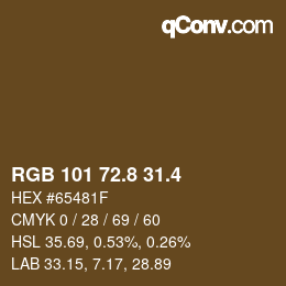 カラーコード: RGB 101 72.8 31.4 | qconv.com