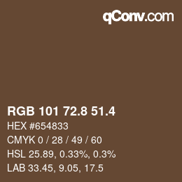 カラーコード: RGB 101 72.8 51.4 | qconv.com