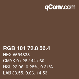 カラーコード: RGB 101 72.8 56.4 | qconv.com