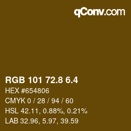 カラーコード: RGB 101 72.8 6.4 | qconv.com