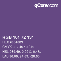 Color code: RGB 101 72 131 | qconv.com