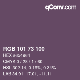 Código de color: RGB 101 73 100 | qconv.com