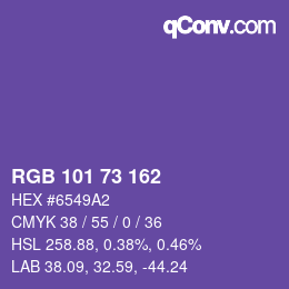 Color code: RGB 101 73 162 | qconv.com