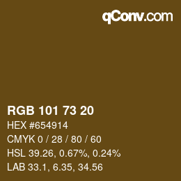 Farbcode: RGB 101 73 20 | qconv.com