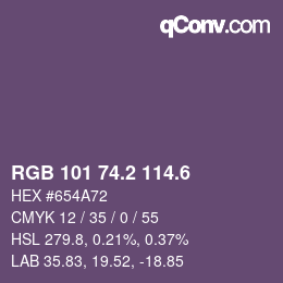 カラーコード: RGB 101 74.2 114.6 | qconv.com