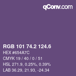 カラーコード: RGB 101 74.2 124.6 | qconv.com