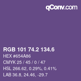 カラーコード: RGB 101 74.2 134.6 | qconv.com