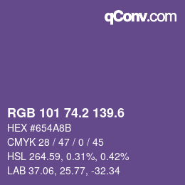カラーコード: RGB 101 74.2 139.6 | qconv.com