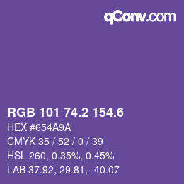 カラーコード: RGB 101 74.2 154.6 | qconv.com