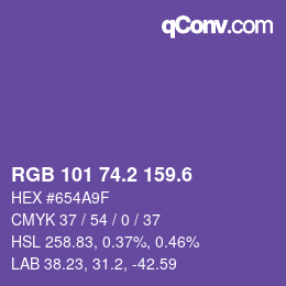 カラーコード: RGB 101 74.2 159.6 | qconv.com