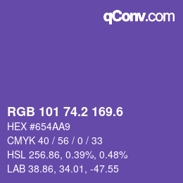 カラーコード: RGB 101 74.2 169.6 | qconv.com