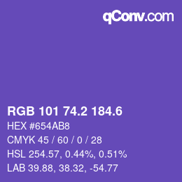 カラーコード: RGB 101 74.2 184.6 | qconv.com