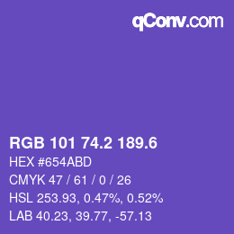 カラーコード: RGB 101 74.2 189.6 | qconv.com