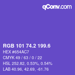 カラーコード: RGB 101 74.2 199.6 | qconv.com
