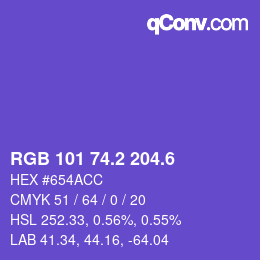カラーコード: RGB 101 74.2 204.6 | qconv.com