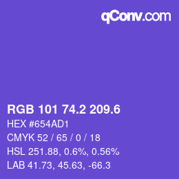 カラーコード: RGB 101 74.2 209.6 | qconv.com
