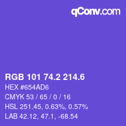 カラーコード: RGB 101 74.2 214.6 | qconv.com