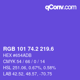 カラーコード: RGB 101 74.2 219.6 | qconv.com