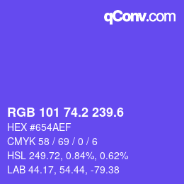 カラーコード: RGB 101 74.2 239.6 | qconv.com