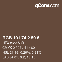 カラーコード: RGB 101 74.2 59.6 | qconv.com