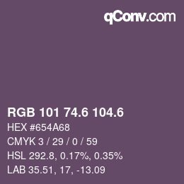 カラーコード: RGB 101 74.6 104.6 | qconv.com