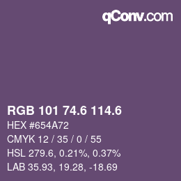 カラーコード: RGB 101 74.6 114.6 | qconv.com