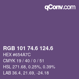カラーコード: RGB 101 74.6 124.6 | qconv.com