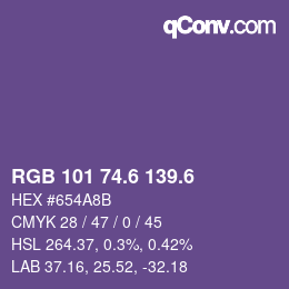 カラーコード: RGB 101 74.6 139.6 | qconv.com