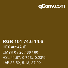 カラーコード: RGB 101 74.6 14.6 | qconv.com