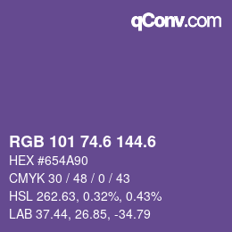 カラーコード: RGB 101 74.6 144.6 | qconv.com