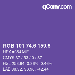 カラーコード: RGB 101 74.6 159.6 | qconv.com