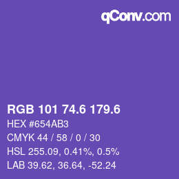 カラーコード: RGB 101 74.6 179.6 | qconv.com