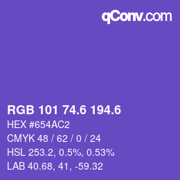 カラーコード: RGB 101 74.6 194.6 | qconv.com