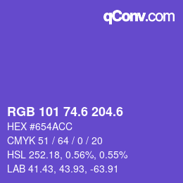 カラーコード: RGB 101 74.6 204.6 | qconv.com