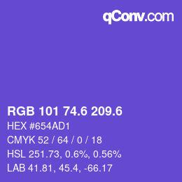 カラーコード: RGB 101 74.6 209.6 | qconv.com