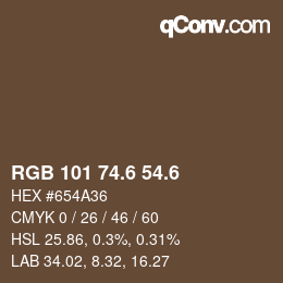 カラーコード: RGB 101 74.6 54.6 | qconv.com