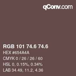 カラーコード: RGB 101 74.6 74.6 | qconv.com