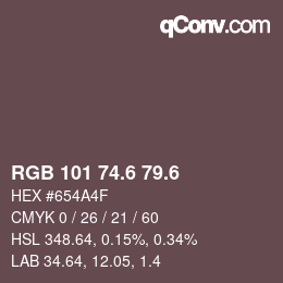 カラーコード: RGB 101 74.6 79.6 | qconv.com