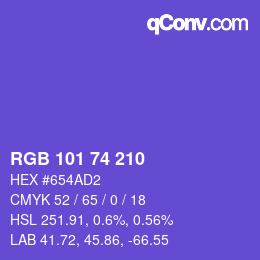 Color code: RGB 101 74 210 | qconv.com