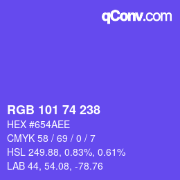 Color code: RGB 101 74 238 | qconv.com