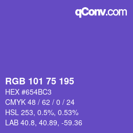 カラーコード: RGB 101 75 195 | qconv.com